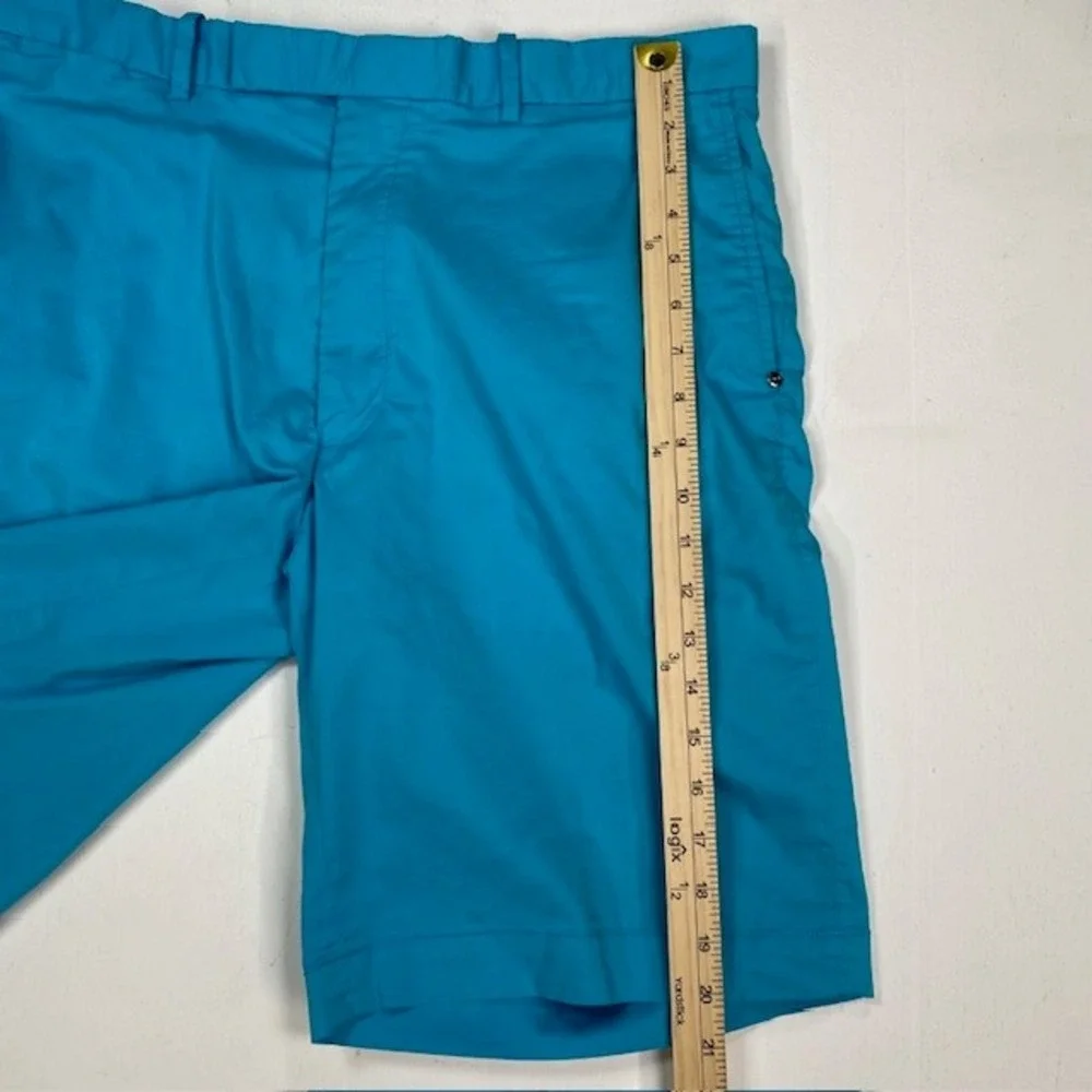 RLX Ralph Lauren Mens Golf Shorts 36 Turquoise Blue Cotton‎ Blend Flat Front RLX